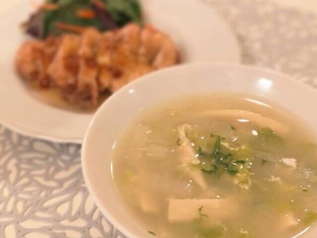 白菜と高野豆腐の卵スープ